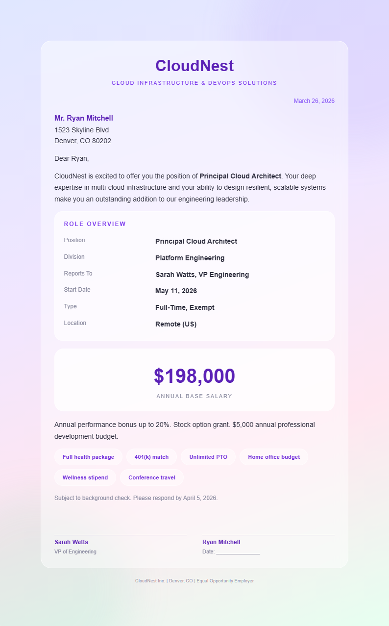 Glassmorphism modern job offer letter